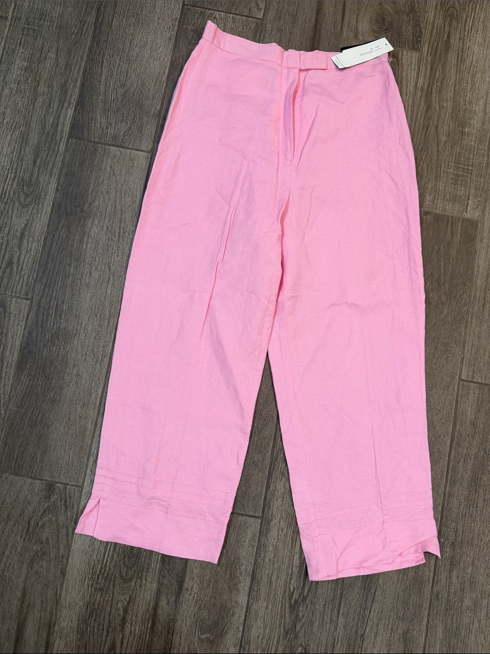 NWT Larry Levine Pink Linen Crop Pants